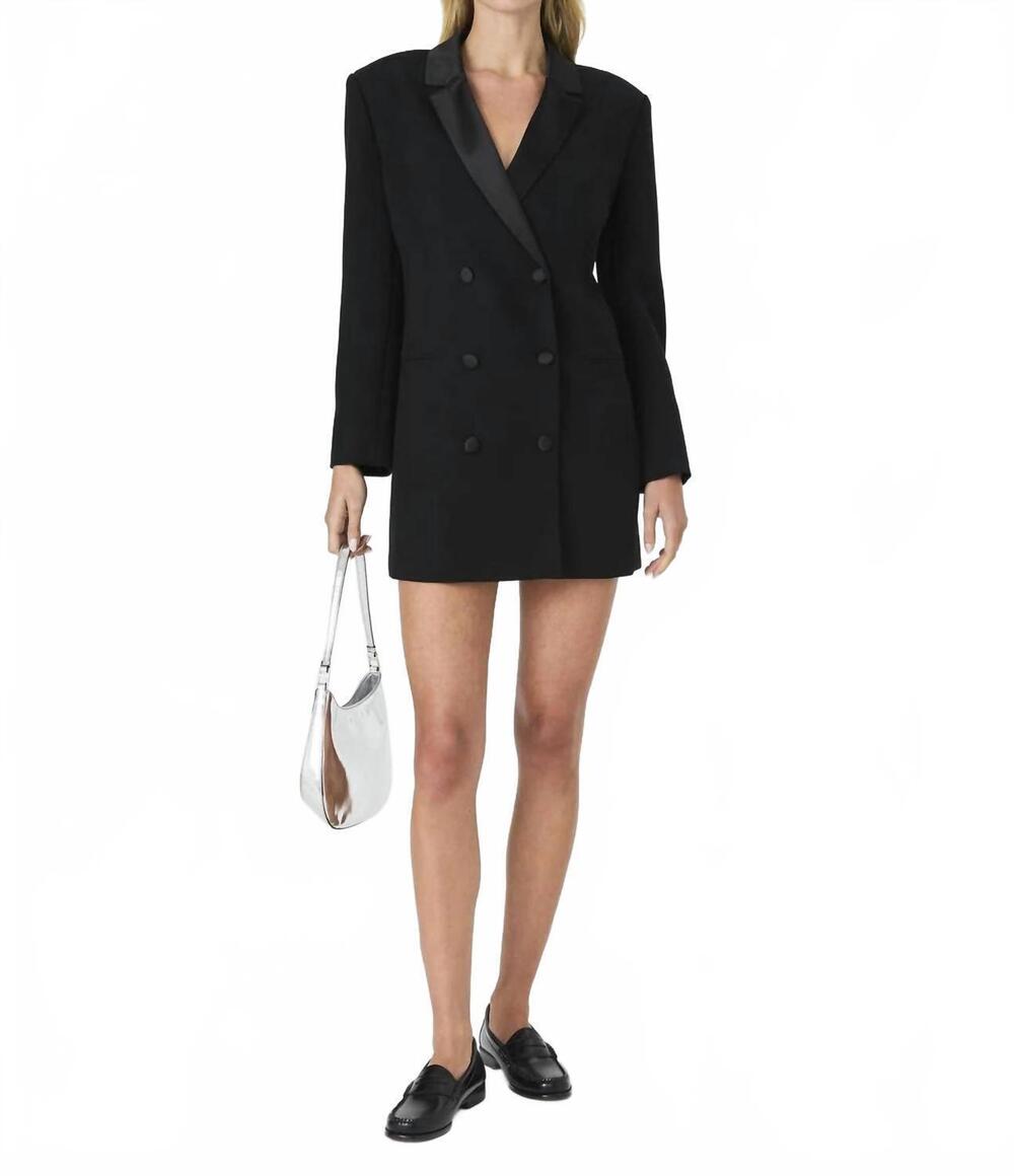 NEW FRENCH CONNECTION azra carey satin blazer mini dress in black